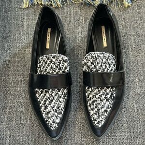 Zara houndstooth pointed loafers